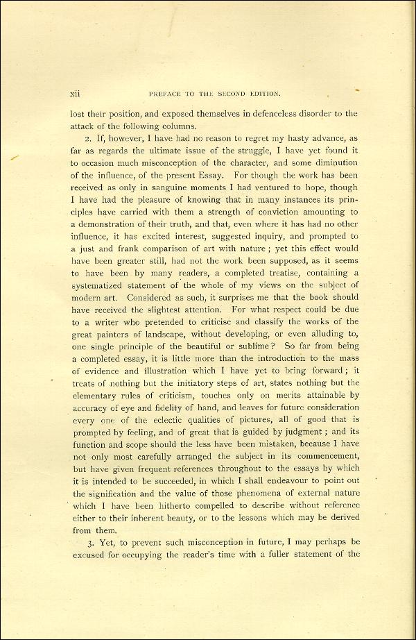 'Modern Painters' Volume I (1888 edition): Front Matter: Second Preface: Page xii