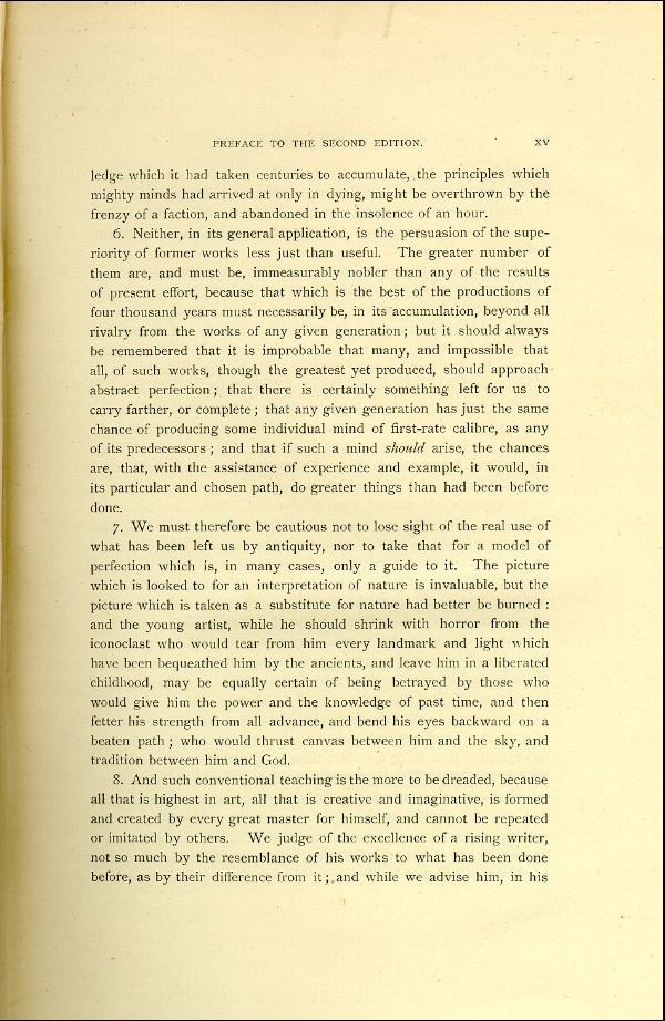 'Modern Painters' Volume I (1888 edition): Front Matter: Second Preface: Page xv