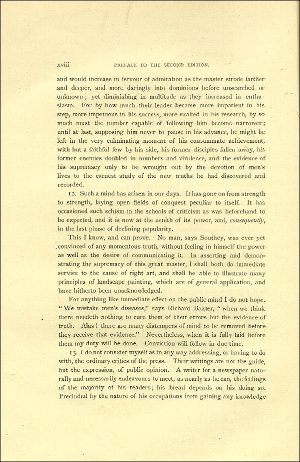 'Modern Painters' Volume I (1888 edition): Front Matter: Second Preface: Page xviii