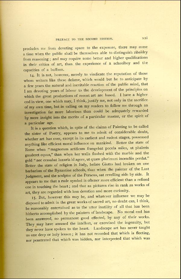'Modern Painters' Volume I (1888 edition): Front Matter: Second Preface: Page xxi