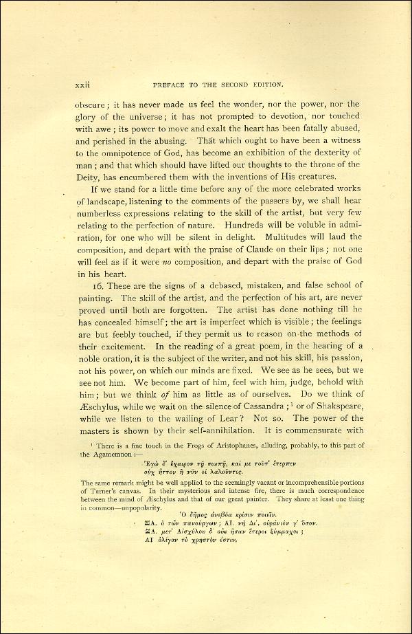 'Modern Painters' Volume I (1888 edition): Front Matter: Second Preface: Page xxii