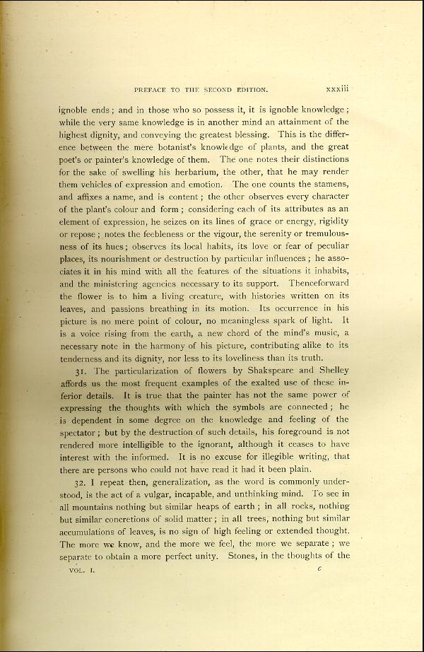 'Modern Painters' Volume I (1888 edition): Front Matter: Second Preface: Page xxxiii
