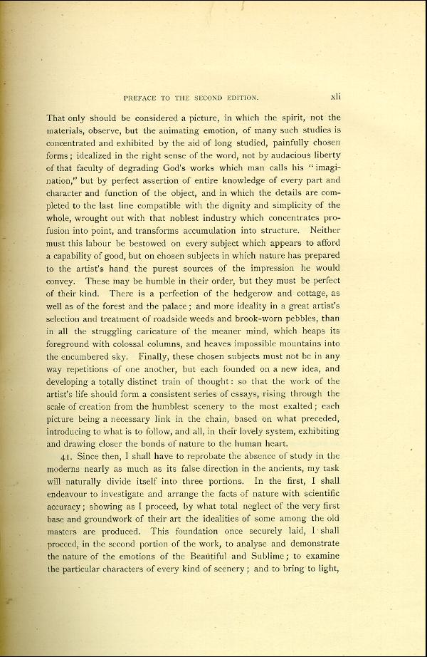 'Modern Painters' Volume I (1888 edition): Front Matter: Second Preface: Page xli