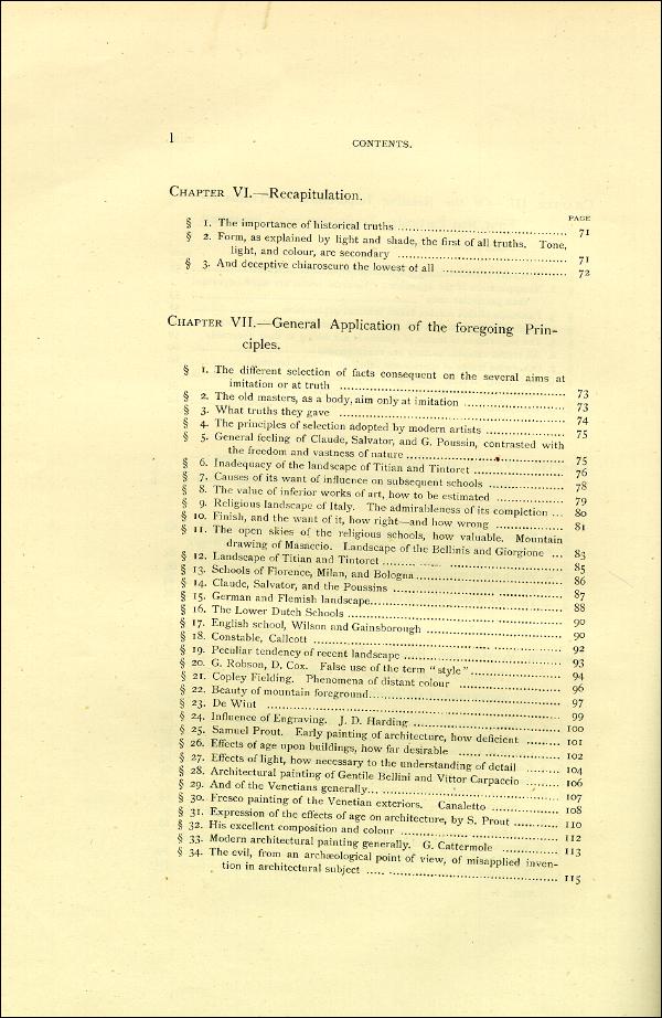 'Modern Painters' Volume I (1888 edition): Front Matter: Synopsis: Page l
