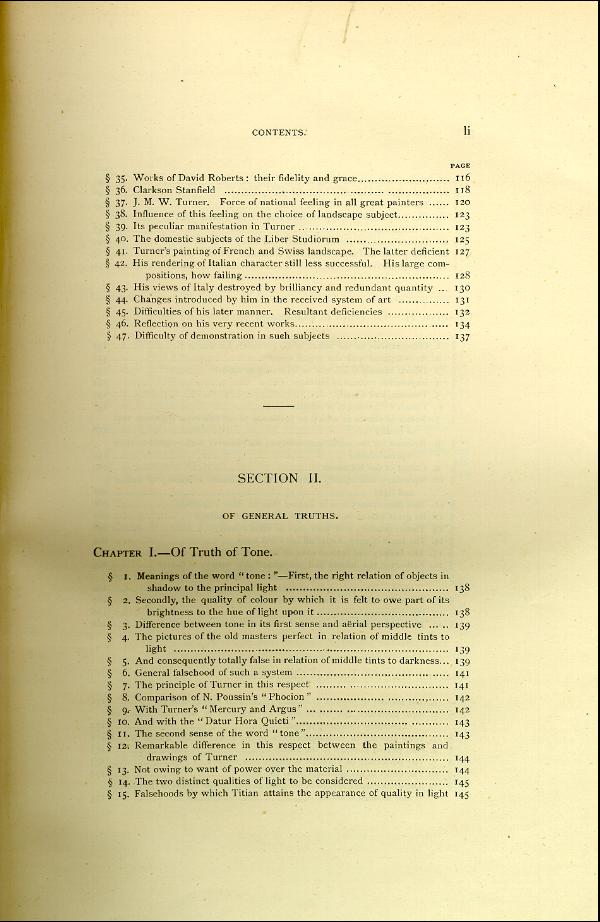 'Modern Painters' Volume I (1888 edition): Front Matter: Synopsis: Page li