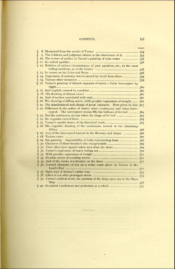 'Modern Painters' Volume I (1888 edition): Front Matter: Synopsis: Page lxi