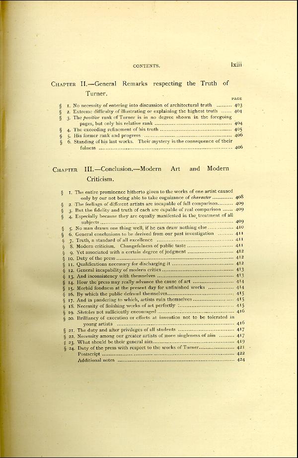 'Modern Painters' Volume I (1888 edition): Front Matter: Synopsis: Page lxiii