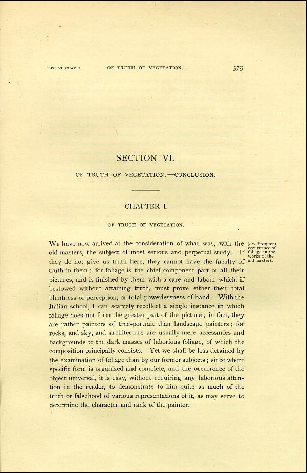'Modern Painters' Volume I (1888 edition): Part II: Section VI: Chapter I: Page 379