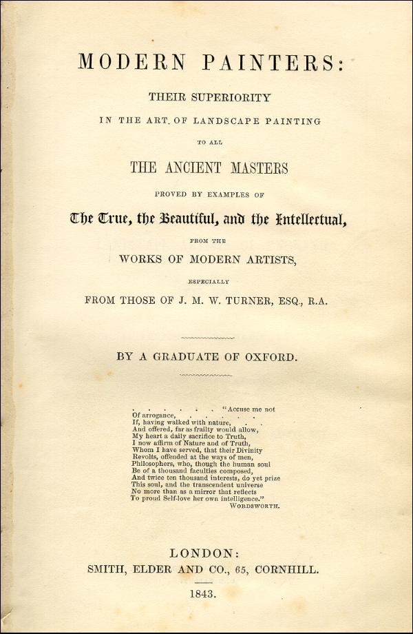 'Modern Painters' Volume I (1843 edition): Front Matter: Title Pages: Page iii