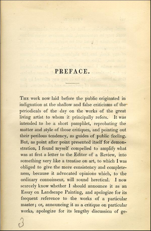 'Modern Painters' Volume I (1843 edition): Front Matter: Preface: Page vii