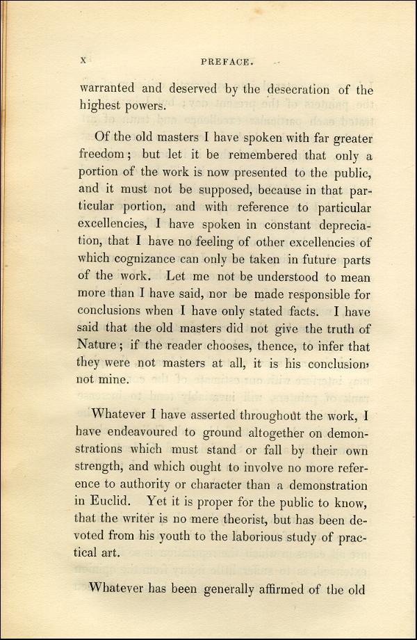 'Modern Painters' Volume I (1843 edition): Front Matter: Preface: Page x