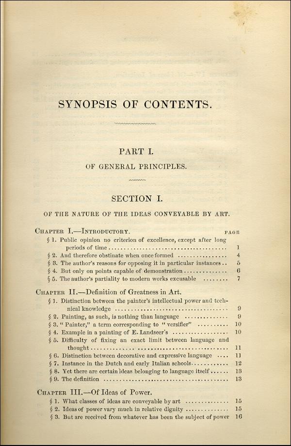 'Modern Painters' Volume I (1843 edition): Front Matter: Synopsis: Page xiii