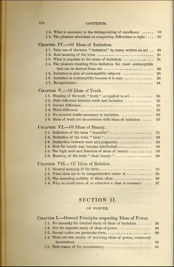 'Modern Painters' Volume I (1843 edition): Front Matter: Synopsis: Page xiv