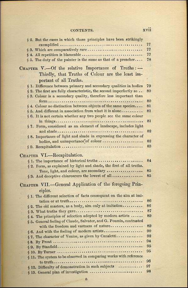 'Modern Painters' Volume I (1843 edition): Front Matter: Synopsis: Page xvii