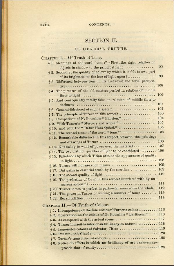 'Modern Painters' Volume I (1843 edition): Front Matter: Synopsis: Page xviii