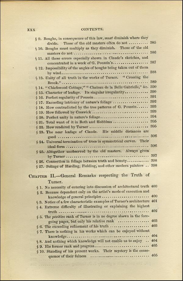 'Modern Painters' Volume I (1843 edition): Front Matter: Synopsis: Page xxx