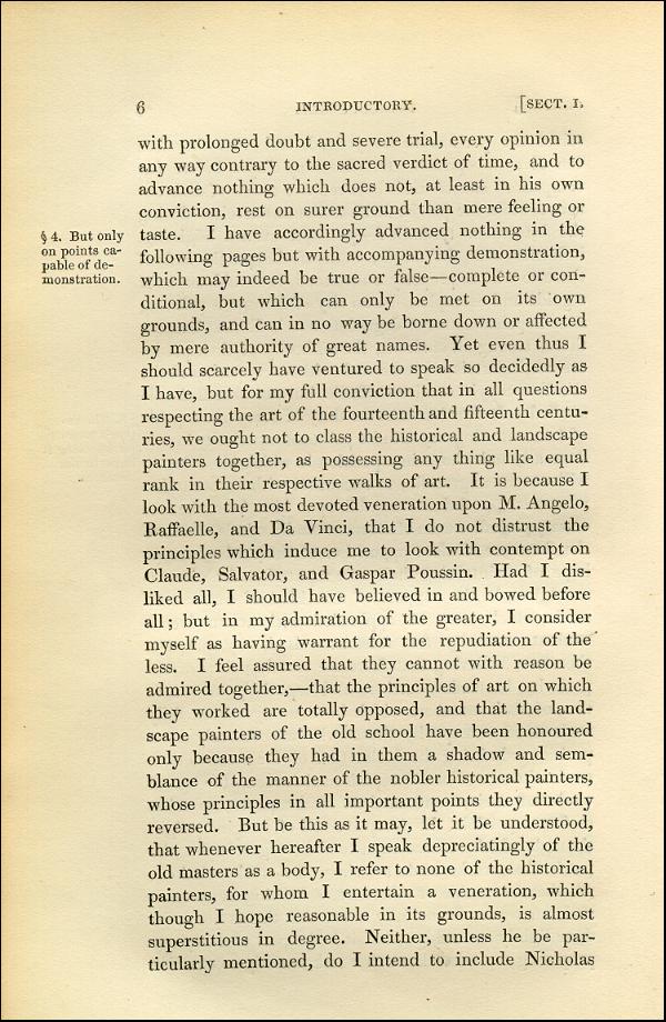 'Modern Painters' Volume I (1843 edition): Part I: Section I: Chapter I: Page 6