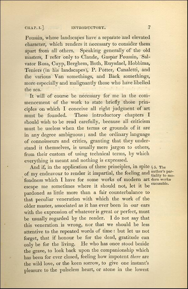 'Modern Painters' Volume I (1843 edition): Part I: Section I: Chapter I: Page 7