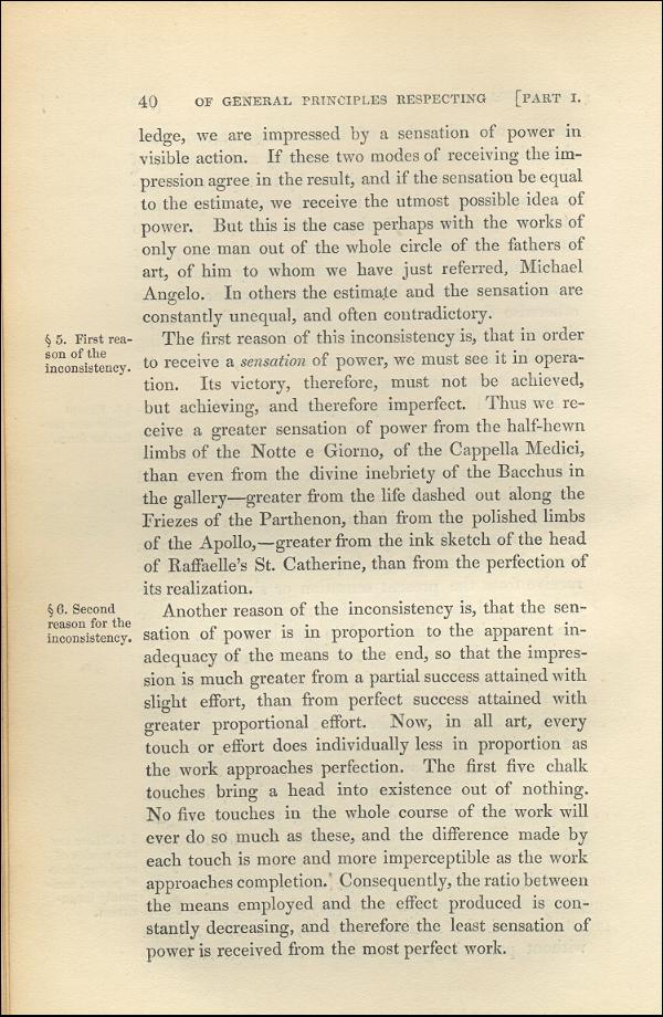 'Modern Painters' Volume I (1843 edition): Part I: Section II: Chapter I: Page 40