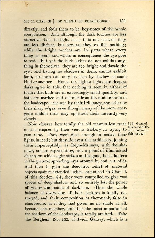 'Modern Painters' Volume I (1843 edition): Part II: Section II: Chapter III: Page 151