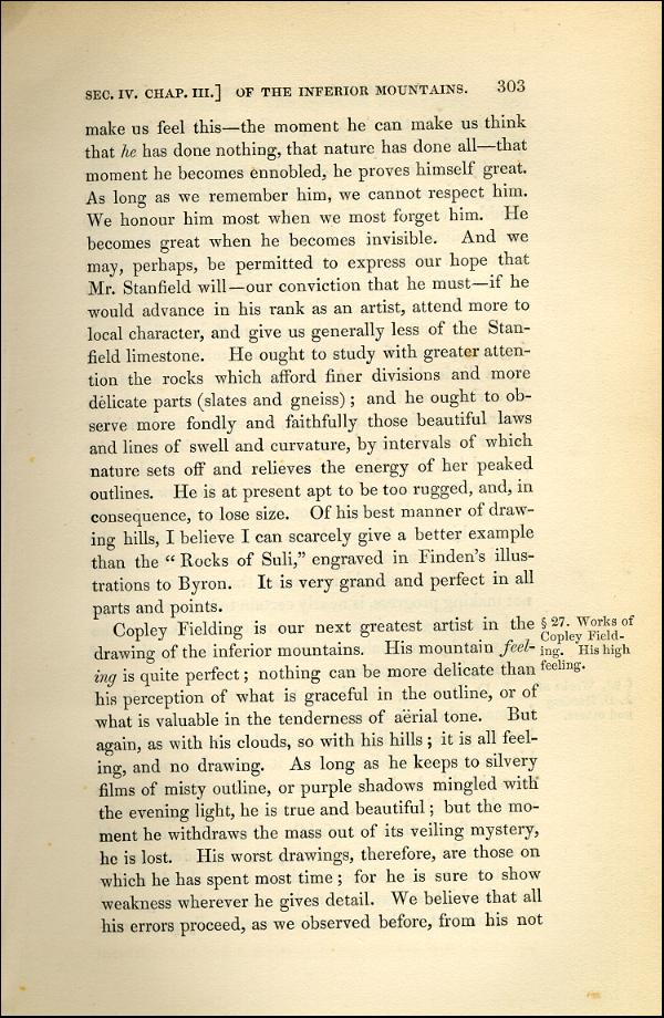 'Modern Painters' Volume I (1843 edition): Part II: Section IV: Chapter III: Page 303
