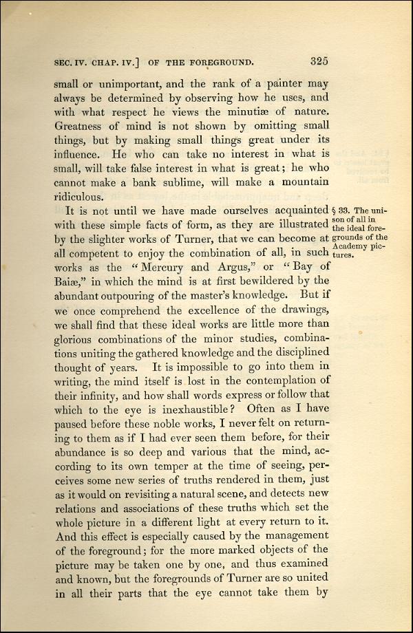 'Modern Painters' Volume I (1843 edition): Part II: Section IV: Chapter IV: Page 325