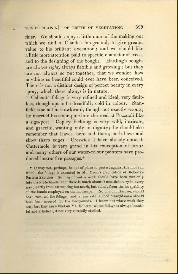 'Modern Painters' Volume I (1843 edition): Part II: Section VI: Chapter I: Page 399