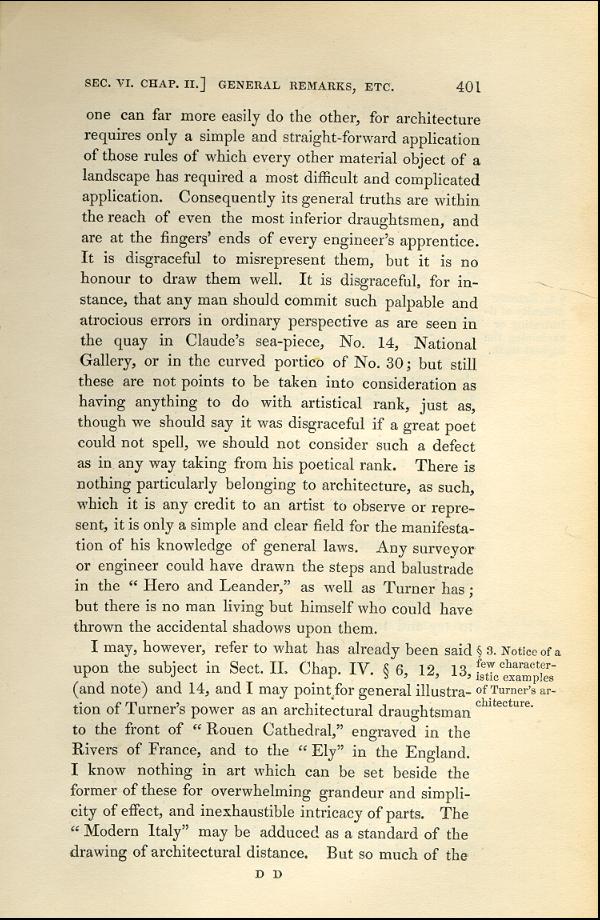 'Modern Painters' Volume I (1843 edition): Part II: Section VI: Chapter II: Page 401