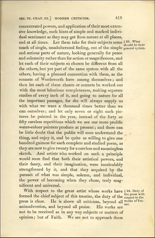 'Modern Painters' Volume I (1843 edition): Part II: Section VI: Chapter III: Page 419