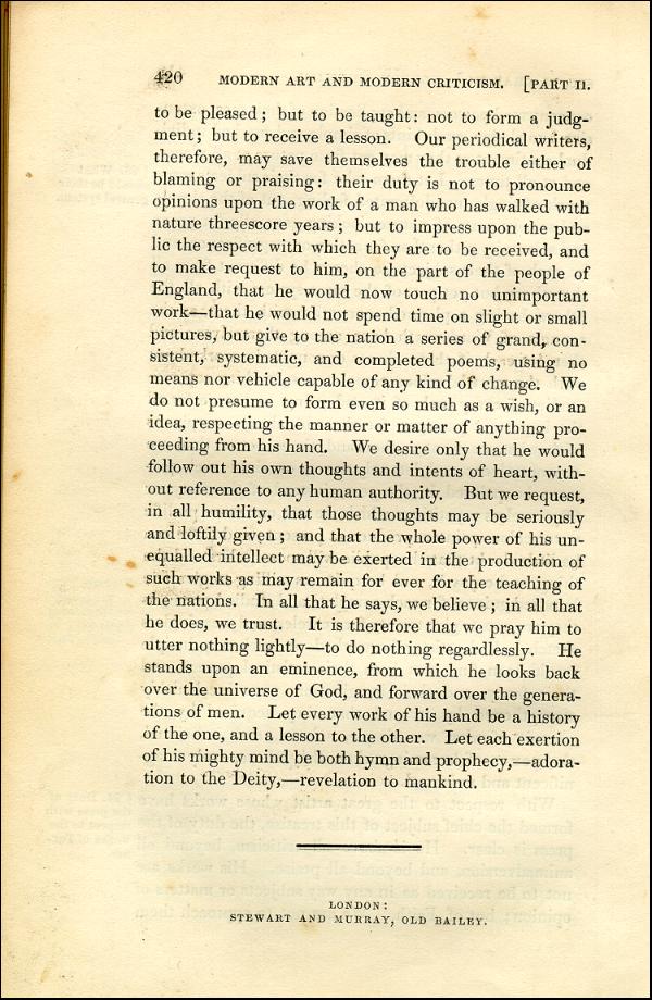 'Modern Painters' Volume I (1843 edition): Part II: Section VI: Chapter III: Page 420