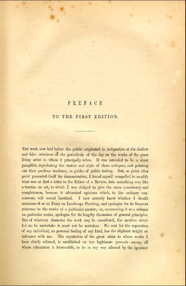 'Modern Painters' Volume I (1846 edition): Front Matter: First Preface: Page vii