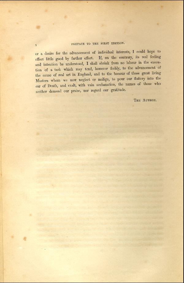 'Modern Painters' Volume I (1846 edition): Front Matter: First Preface: Page x
