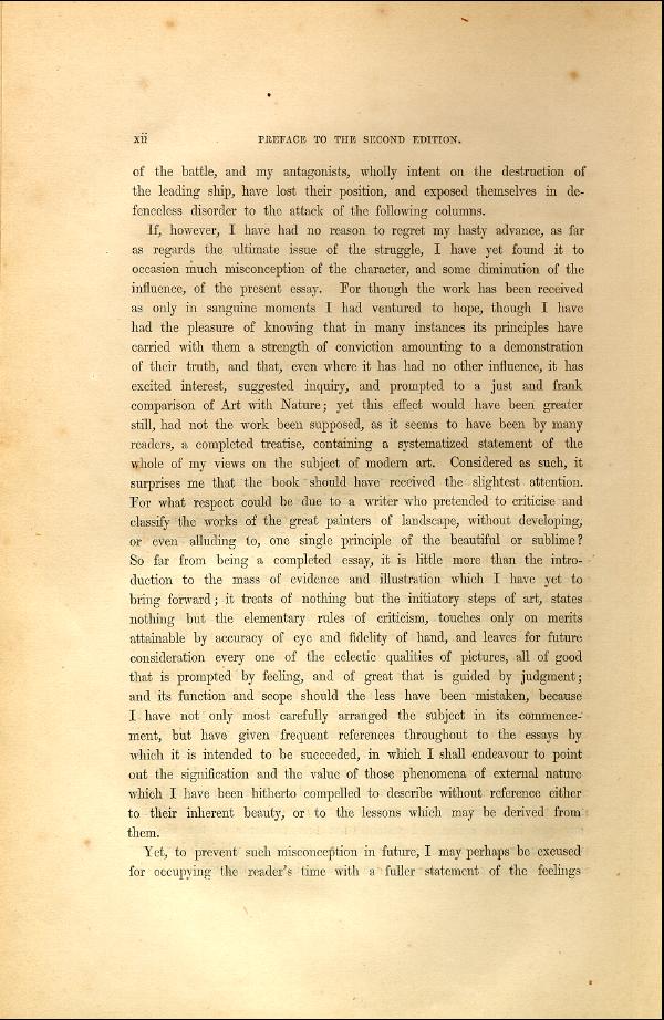 'Modern Painters' Volume I (1846 edition): Front Matter: Second Preface: Page xii