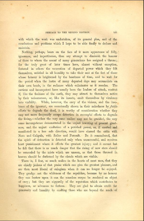 'Modern Painters' Volume I (1846 edition): Front Matter: Second Preface: Page xiii