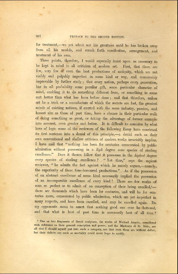 'Modern Painters' Volume I (1846 edition): Front Matter: Second Preface: Page xvi