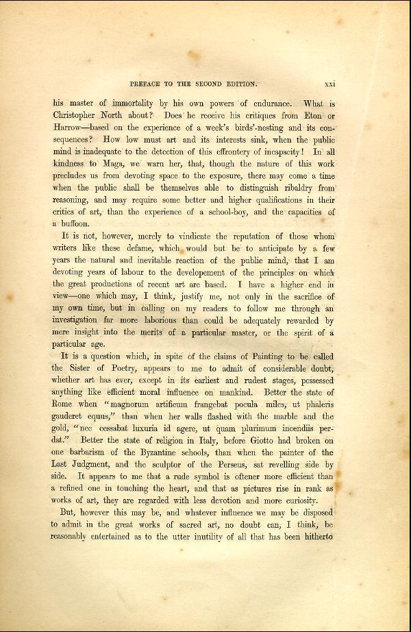 'Modern Painters' Volume I (1846 edition): Front Matter: Second Preface: Page xxi