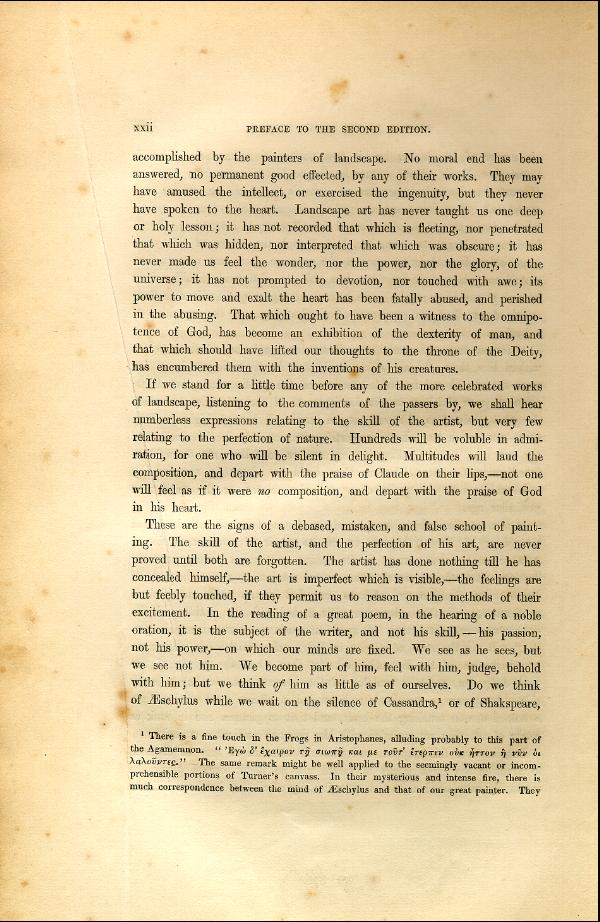 'Modern Painters' Volume I (1846 edition): Front Matter: Second Preface: Page xxii