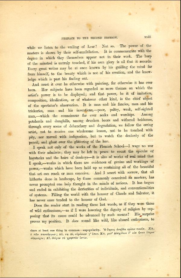 'Modern Painters' Volume I (1846 edition): Front Matter: Second Preface: Page xxiii