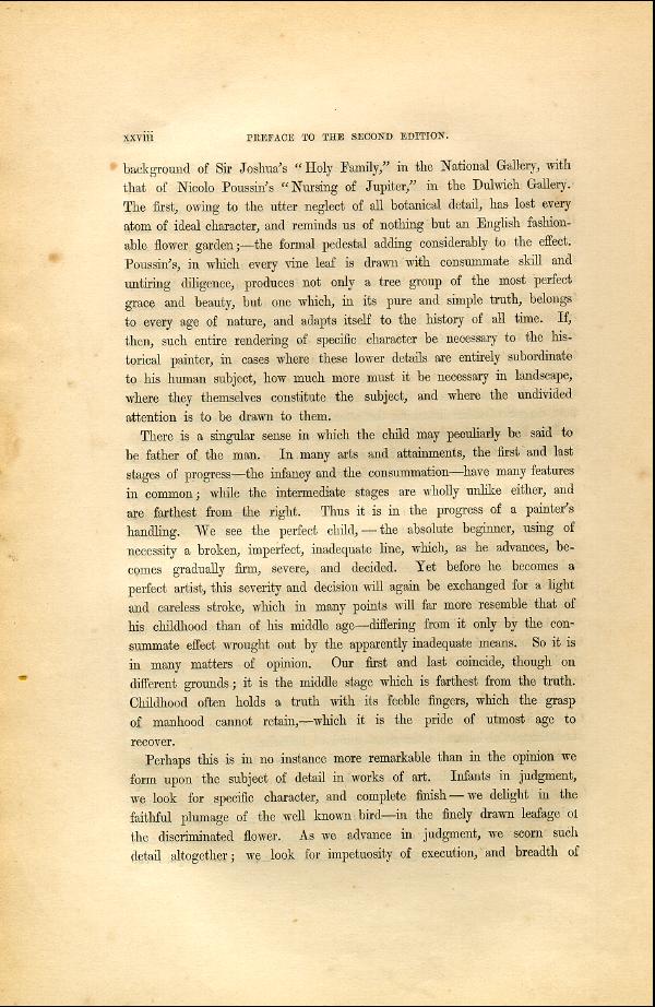 'Modern Painters' Volume I (1846 edition): Front Matter: Second Preface: Page xxviii