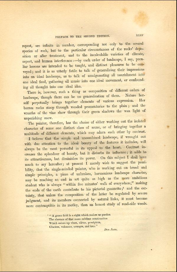 'Modern Painters' Volume I (1846 edition): Front Matter: Second Preface: Page xxxv