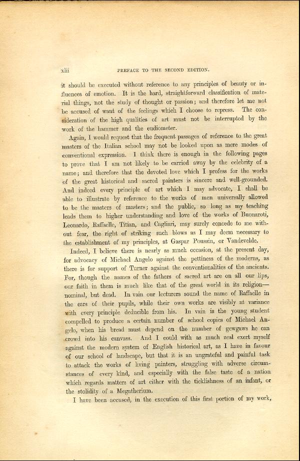 'Modern Painters' Volume I (1846 edition): Front Matter: Second Preface: Page xlii
