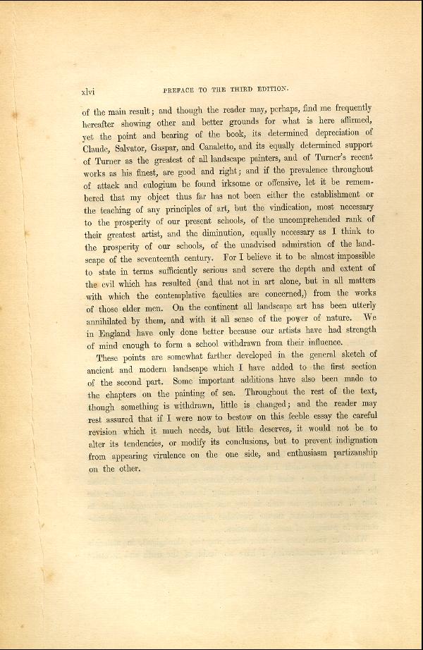 'Modern Painters' Volume I (1846 edition): Front Matter: Third Preface: Page xlvi