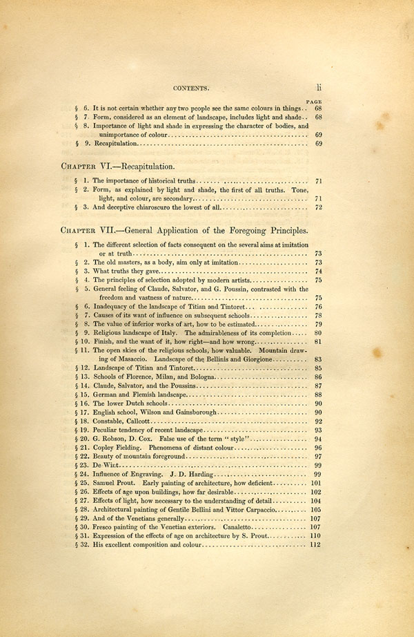 'Modern Painters' Volume I (1846 edition): Front Matter: Synopsis: Page li