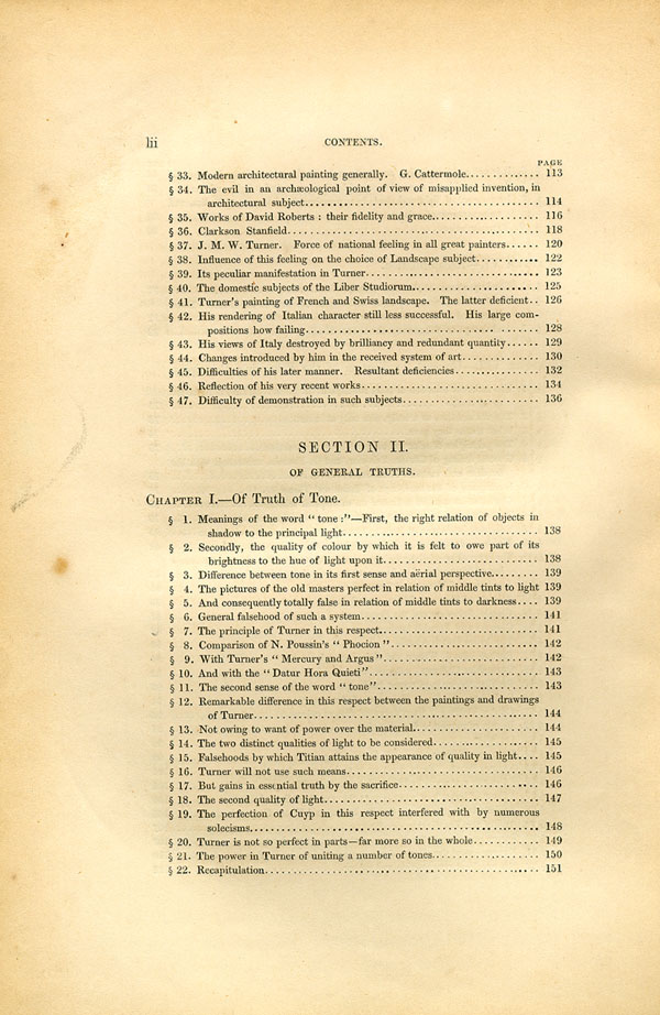 'Modern Painters' Volume I (1846 edition): Front Matter: Synopsis: Page lii