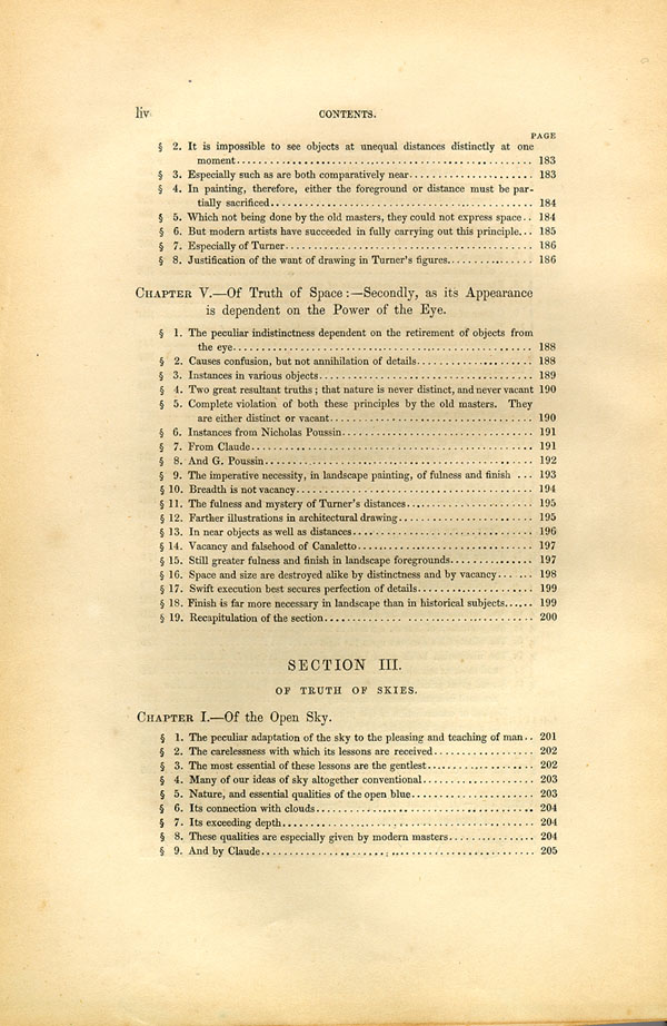 'Modern Painters' Volume I (1846 edition): Front Matter: Synopsis: Page liv