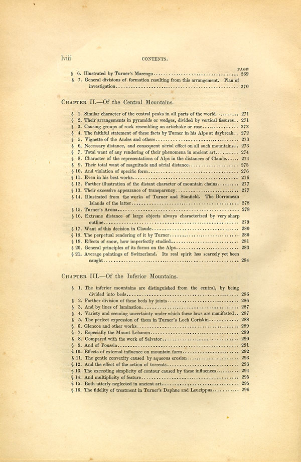 'Modern Painters' Volume I (1846 edition): Front Matter: Synopsis: Page lviii