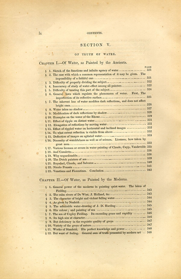 'Modern Painters' Volume I (1846 edition): Front Matter: Synopsis: Page lx