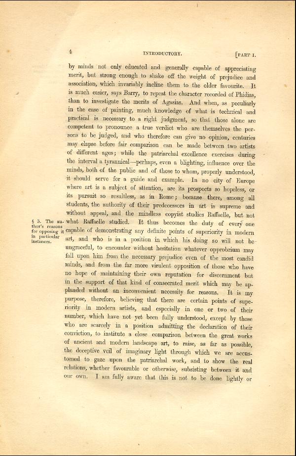 'Modern Painters' Volume I (1846 edition): Part I: Section I: Chapter I: Page 4