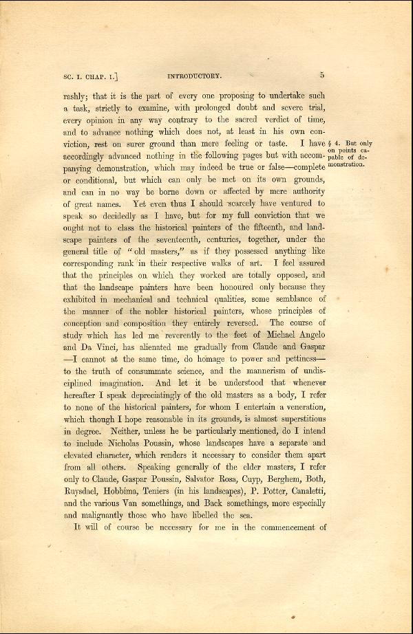 'Modern Painters' Volume I (1846 edition): Part I: Section I: Chapter I: Page 5