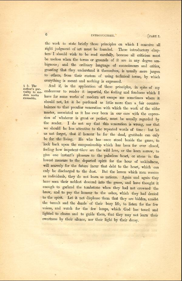 'Modern Painters' Volume I (1846 edition): Part I: Section I: Chapter I: Page 6